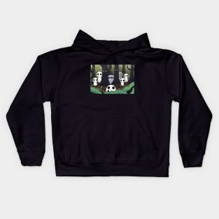 Kodama Family Japan Spirit Ghost in dense forest Kids Hoodie